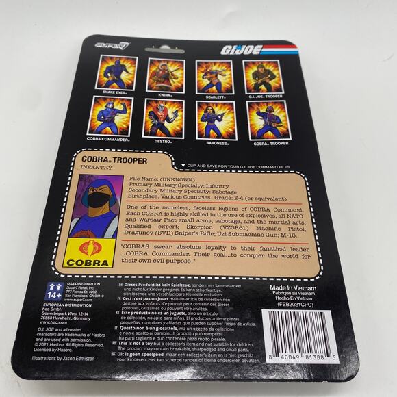 G.I. Joe Cobra Trooper Infantry Reaction Figures Super 7 Hasbro 2021 New Sealed - Picture 4 of 4